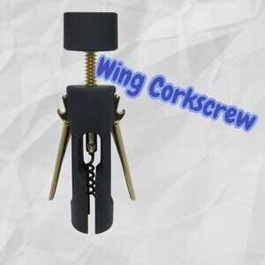 Rabbit 5256402 Wing Corkscrew Black Wine Bottle Opener Crate & Barrel Chrome Blk